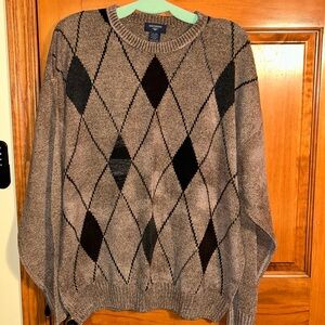 Dockers Crewneck Chenille Sweater Brown and Black Argyle